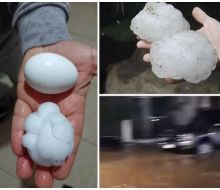 Tremendo: granizo de tamaño descomunal y lluvias copiosas castigaron varios departamentos
