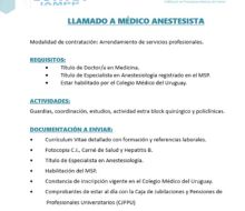 COMEF realiza llamado para Médico Anestesista