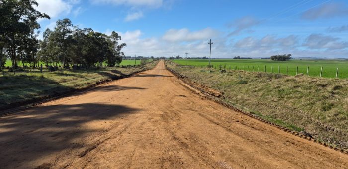 Trabajos de caminería rural en el centro del departamento