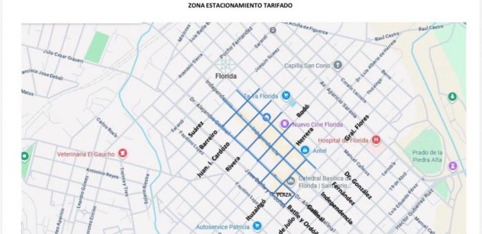 Estacionamiento tarifado: Mapa de calles afectadas