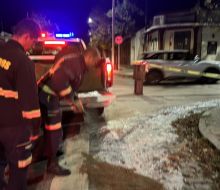 Derrame de producto peligroso para la circulación en zona de Sierra y A. M. Fernández