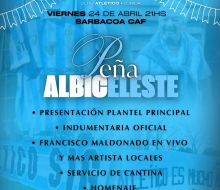 Atlético Florida realizará este viernes la “Peña Albiceleste”