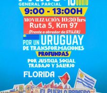 Sunca convocó a un paro el miércoles 10; en Florida se concentrará en Ruta 5 km 97