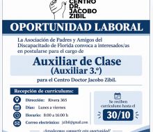 El Centro Dr. Jacobo Zibil busca auxiliar de clase