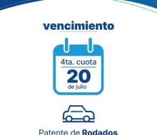 Este lunes vence la 4ª Cuota de la Patente de Rodados 2026