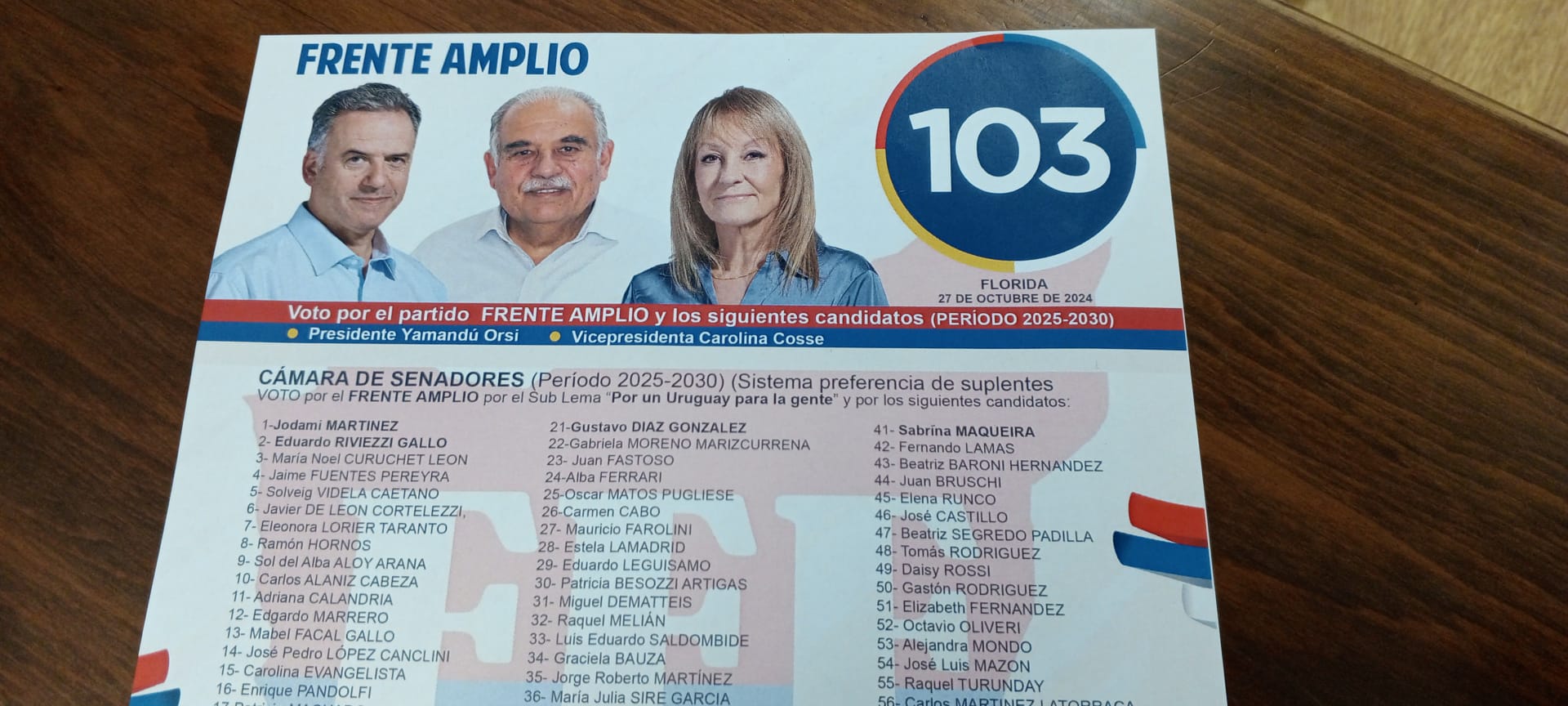 3F presentó su lista en la Corte Electoral2