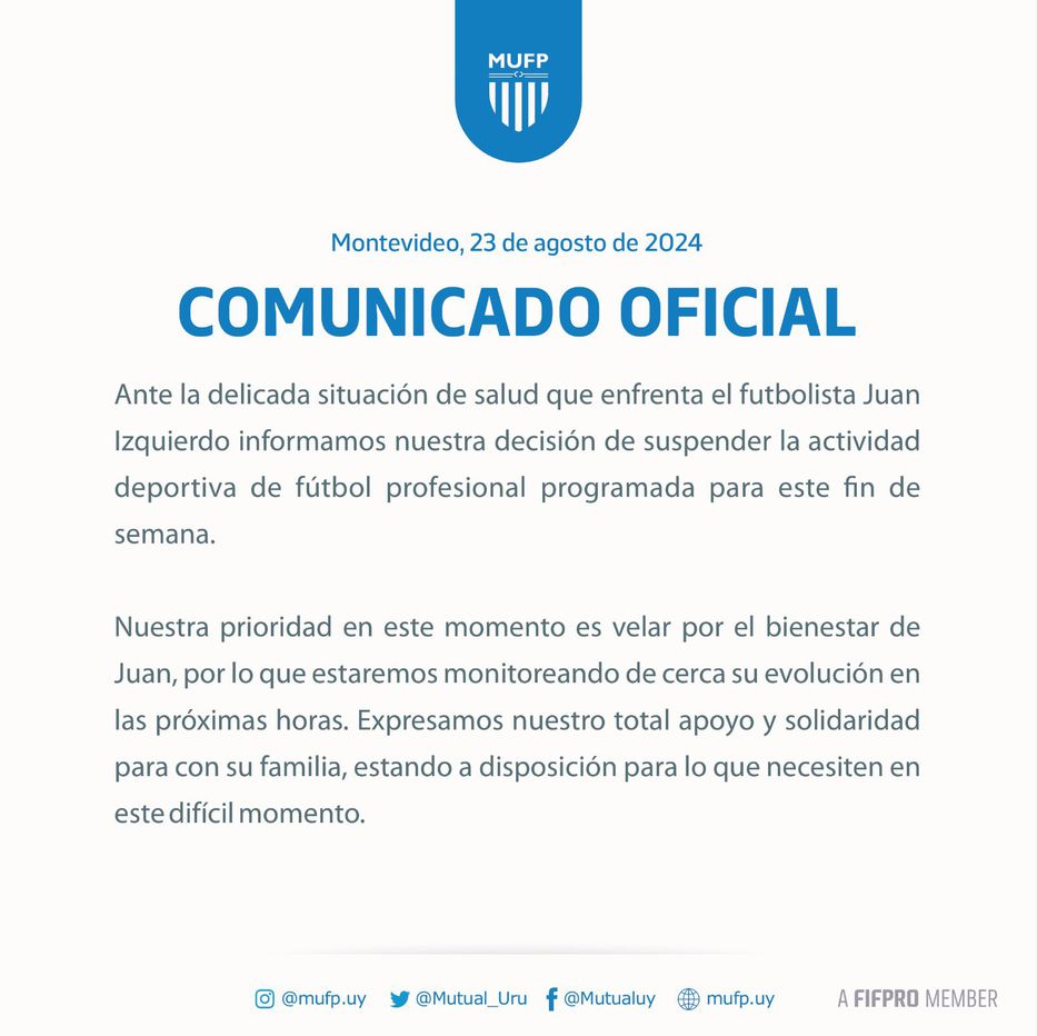 AUF Mutual suspende la segunda fecha del torneo Clausura