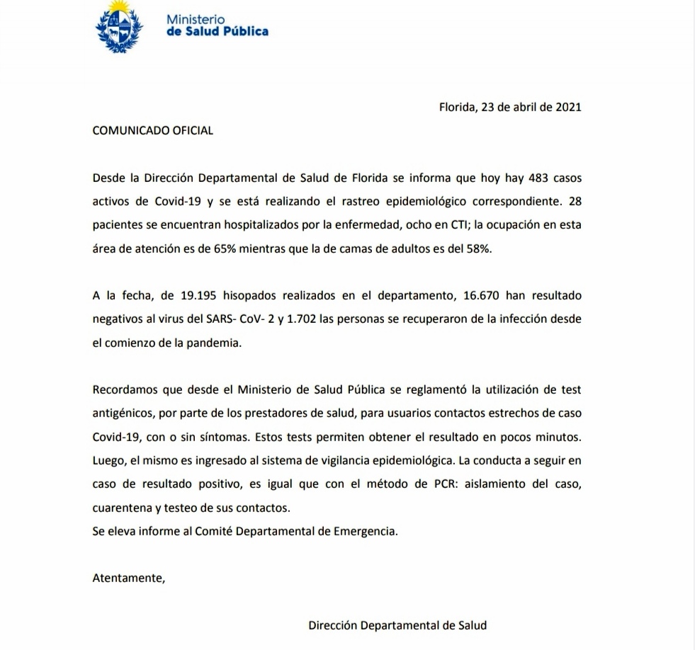 Actualización de datos sobre situación por Coronavirus en Florida