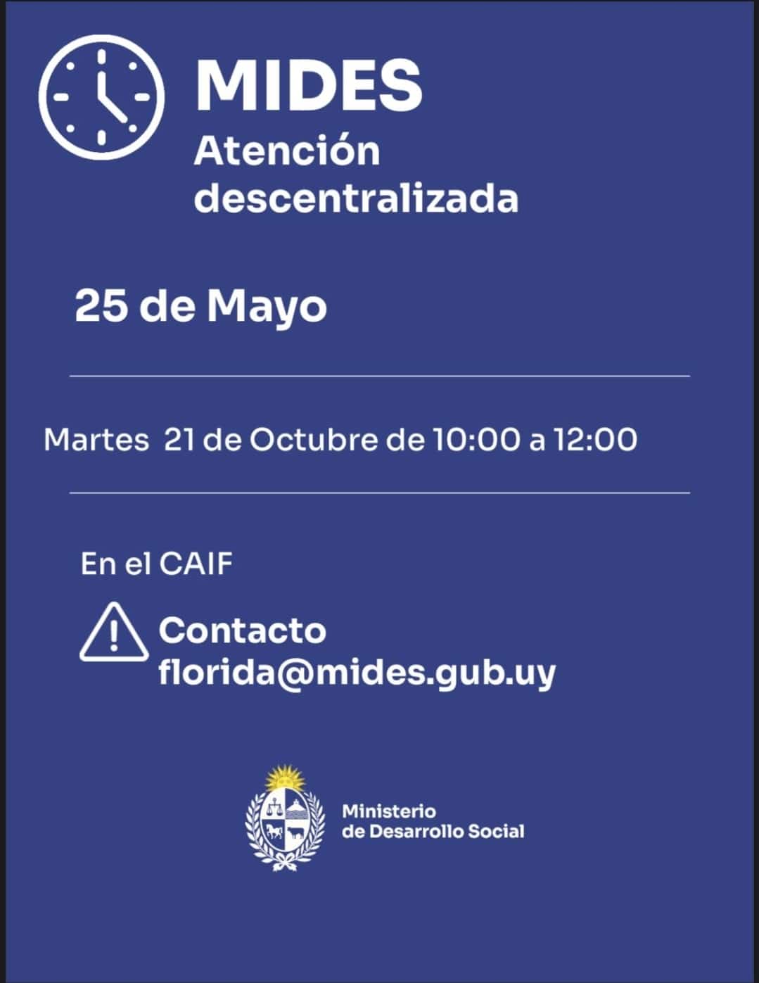 Atención Ciudadana del MIDES en 25 de Mayo