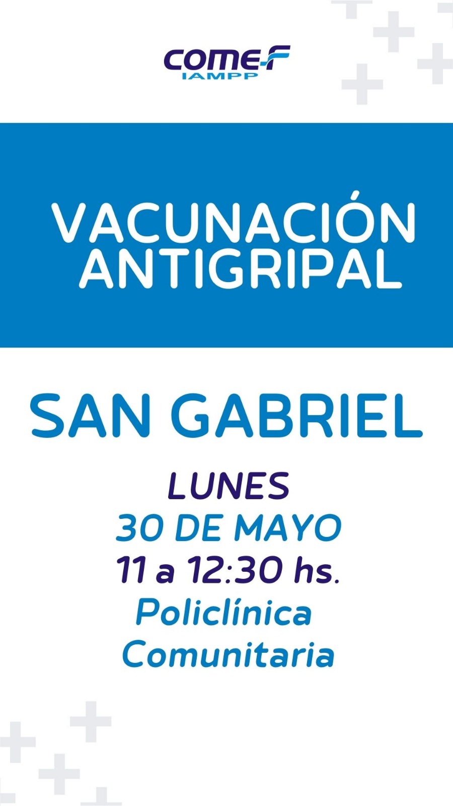 COMEF informa que el próximo lunes se estará vacunando contra la gripe en la localidad de San Gabrieljpg