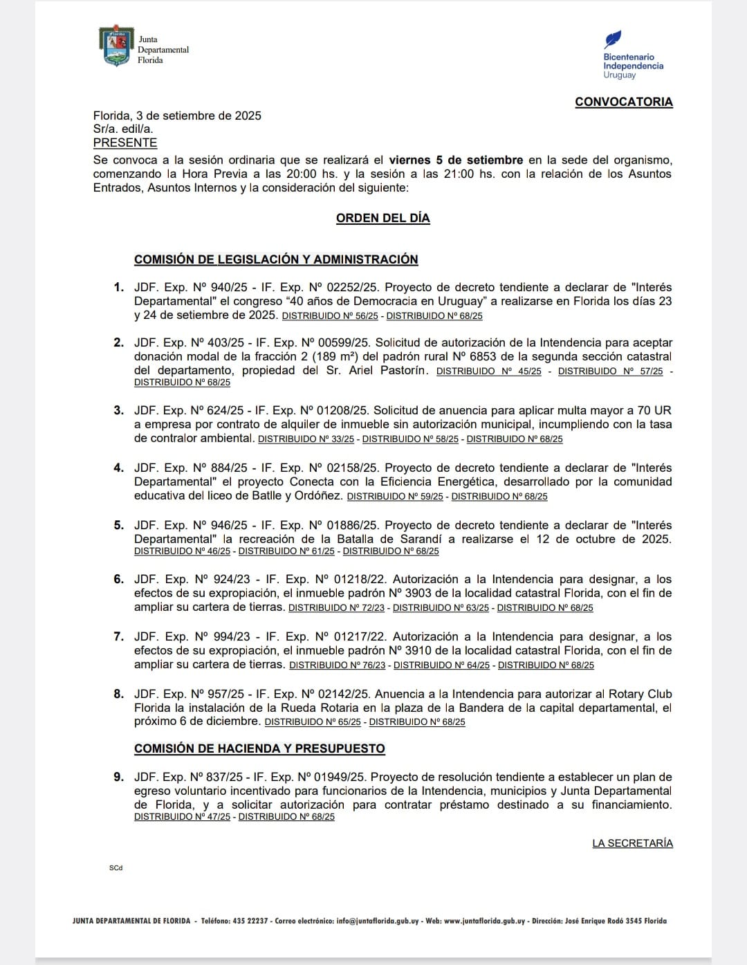 Este viernes la Junta Departamental tratará el proyecto de retiro incentivado