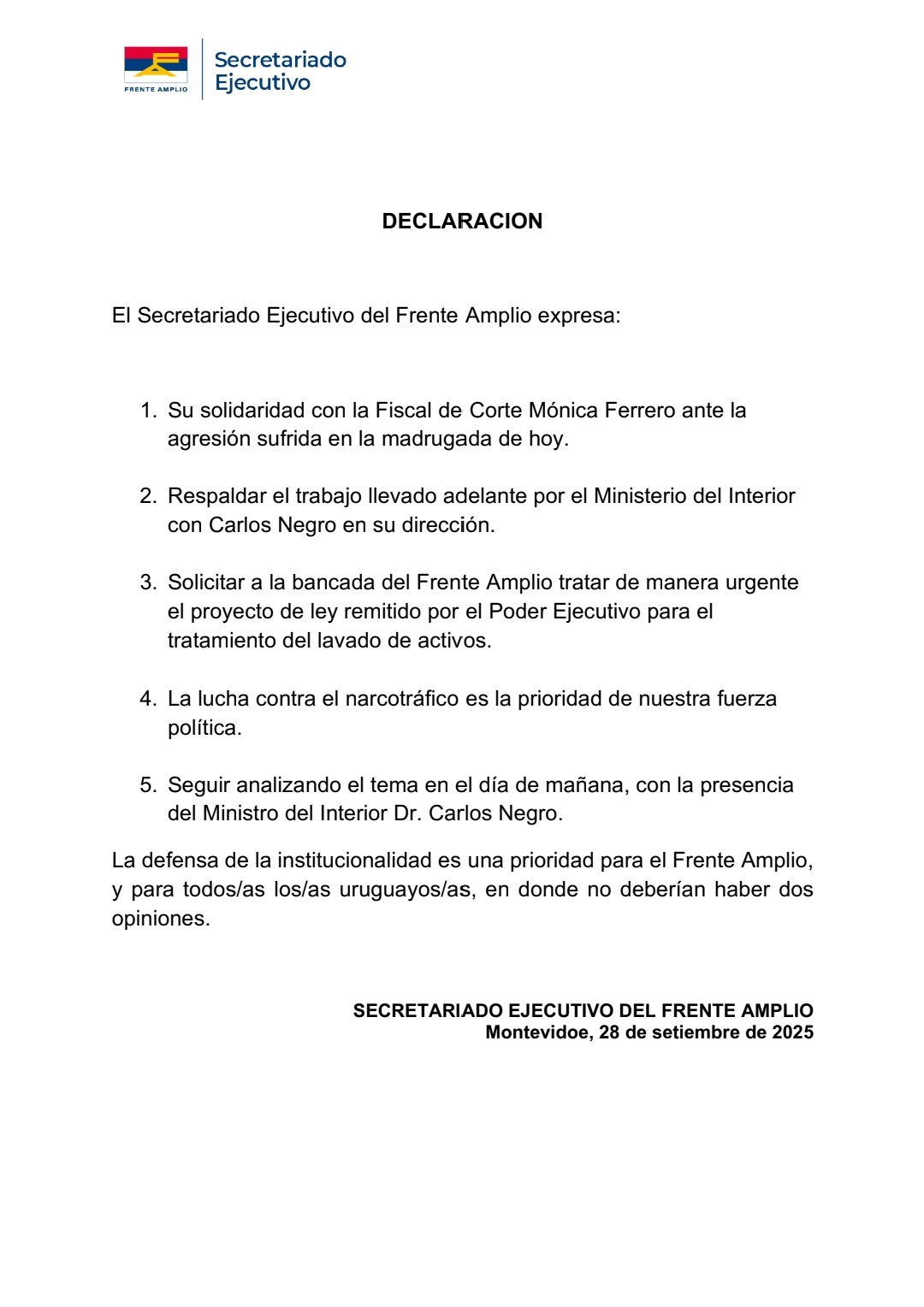FA emitió comunicado sobre caso Mónica Ferrero