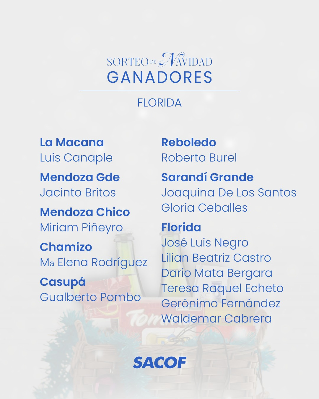 Ganadores de las Canastas Navideñas de SACOF 3