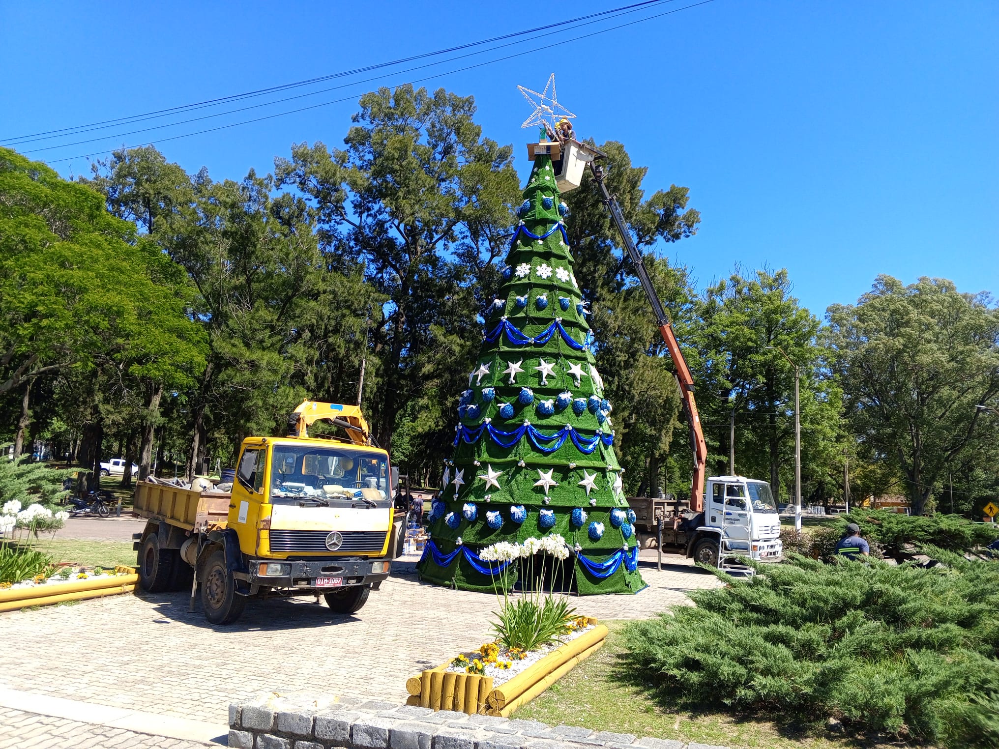 IDF trabaja en el armado del Árbol de Navidad