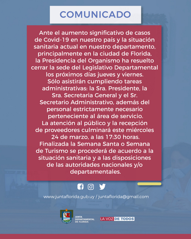 Junta Departamental cierra la sede del organismo