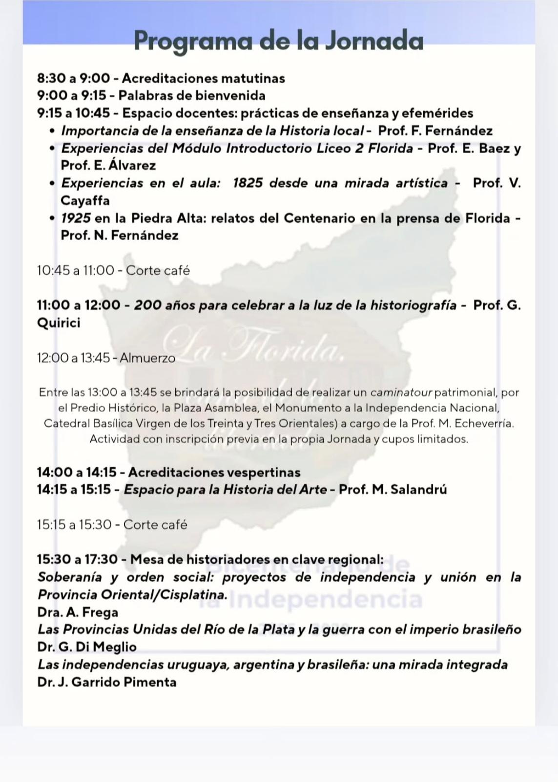 Jornada académica en Florida El Bicentenario desde 1825 en clave histórica y pedagógica
