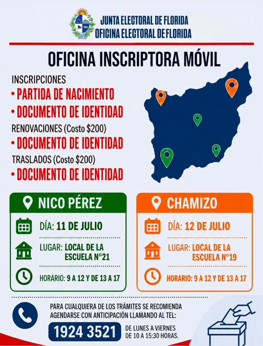 La Oficina inscriptora móvil de la Junta Electoral llega a Nico Perez y Chamizojpeg