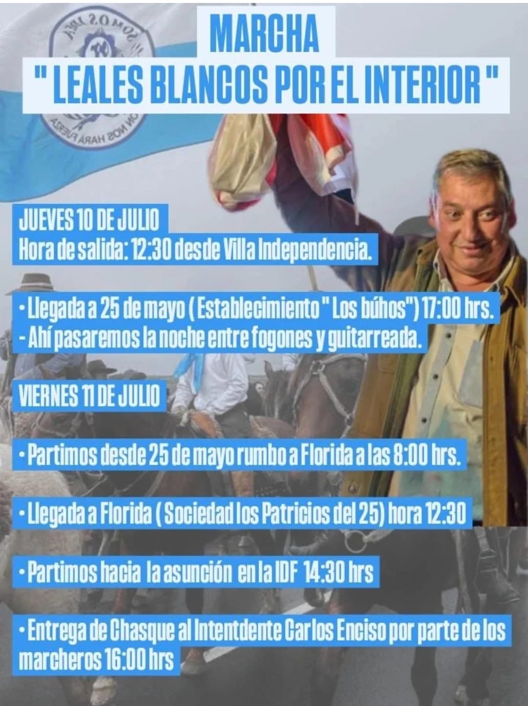 Marcha Leales Blancos por el Interior en la previa de la asunción de Enciso