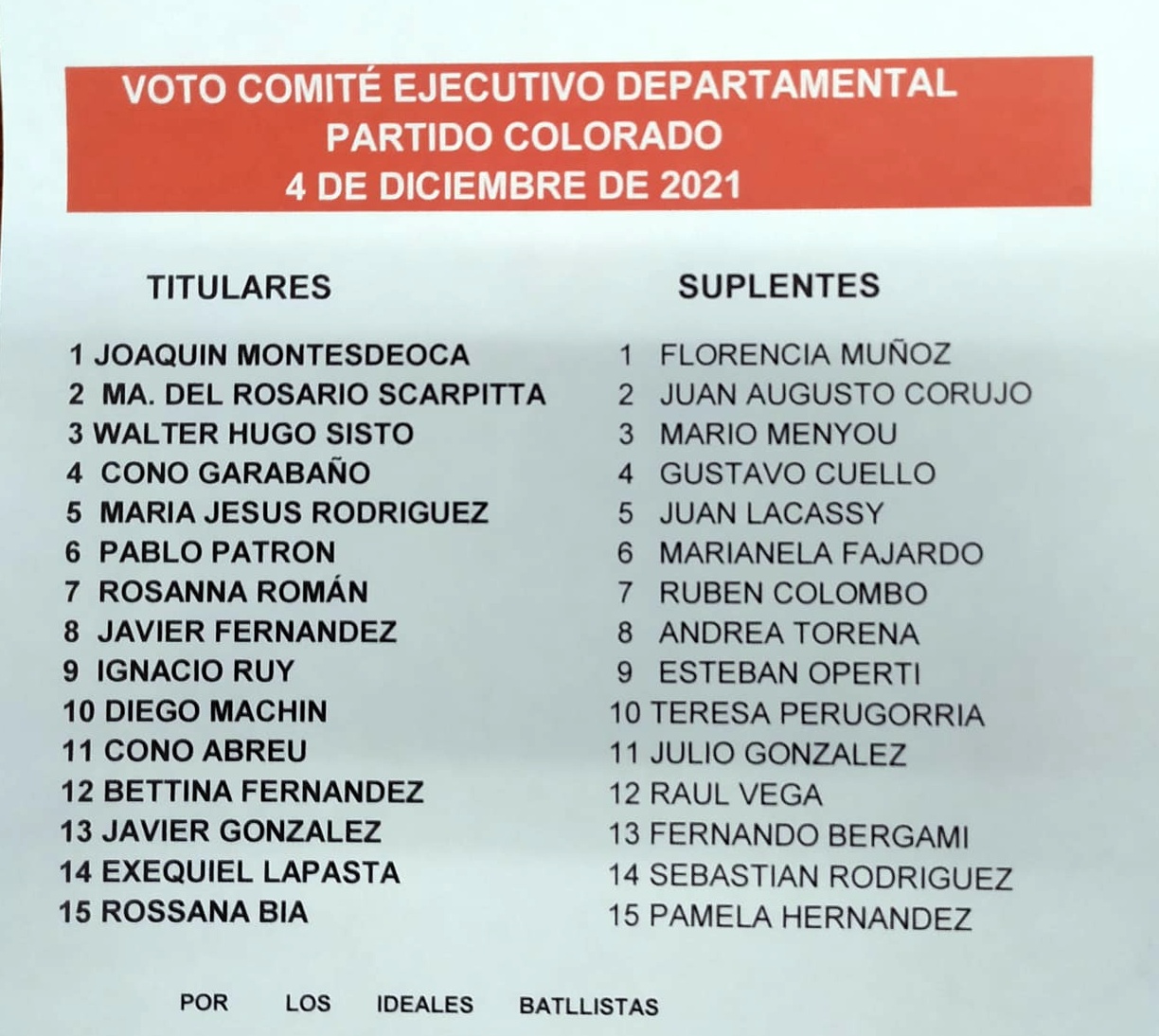 Partido Colorado vota el próximo sábado el Comité Ejecutivo Departamental 2