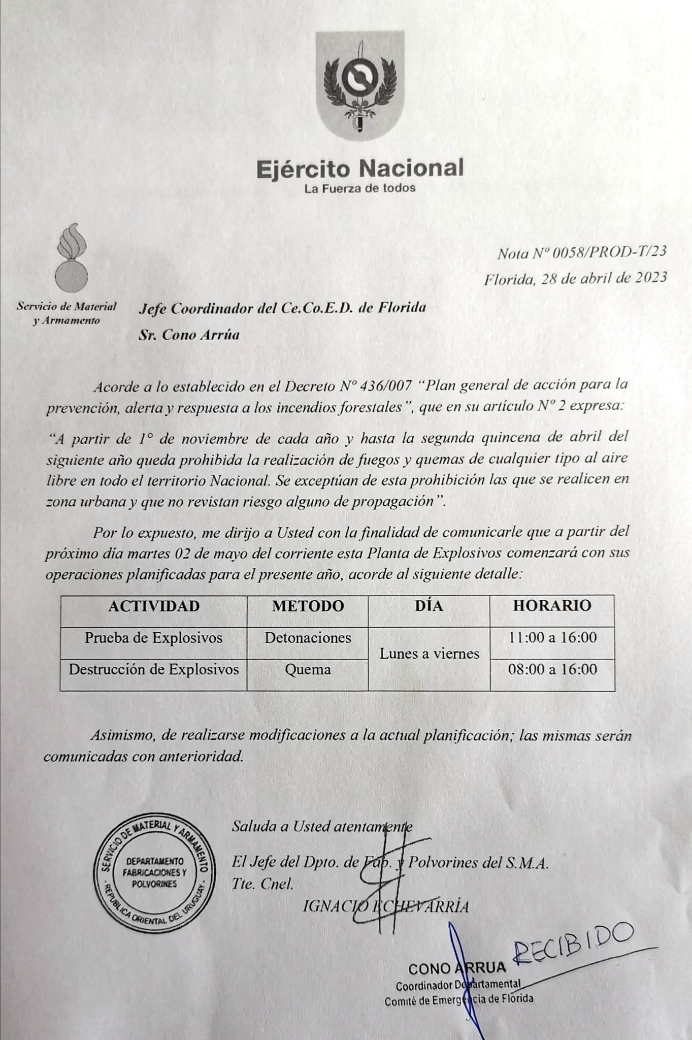 Planta de Explosivos comienza con operaciones planificadas