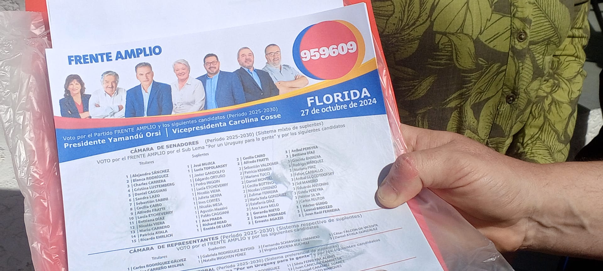 Presentación de la lista 959609 en la Corte Electoral 4