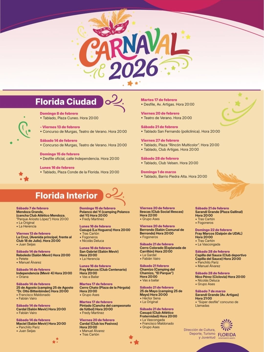 Programa oficial del Carnaval 2026