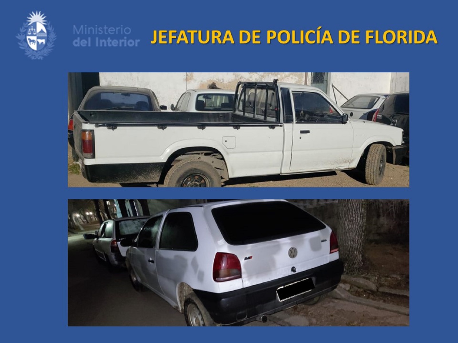 Sarandí Grande Policía dos vehículos hurtados en Montevideo
