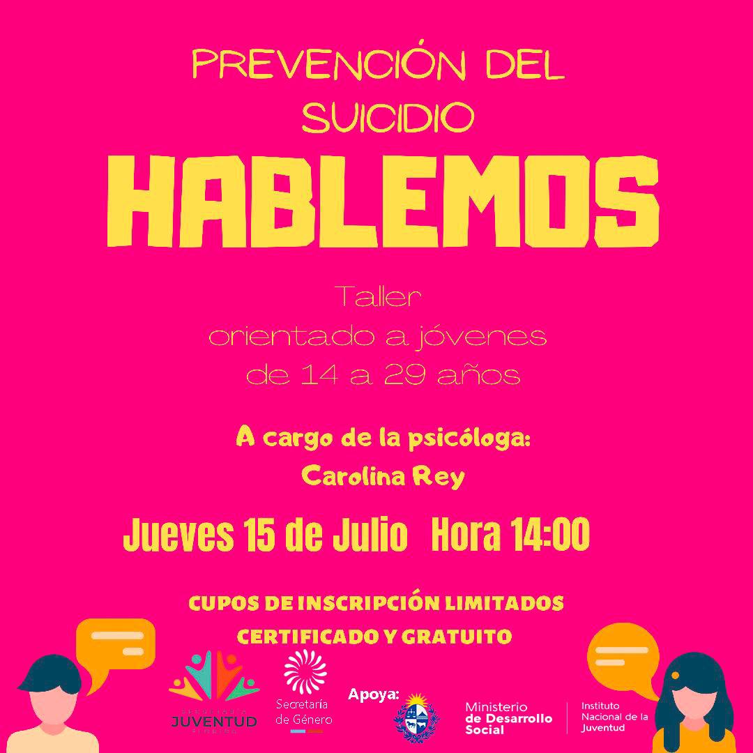 El 15 de julio se desarrollará taller sobre prevención del suicidio en el Centro Cultural