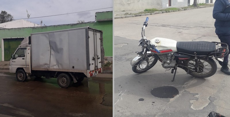 choque moto y camion utilitario