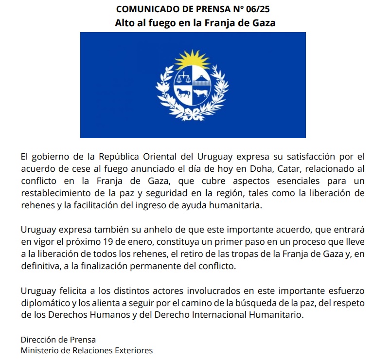 comunica alto el fuego franca de gaza