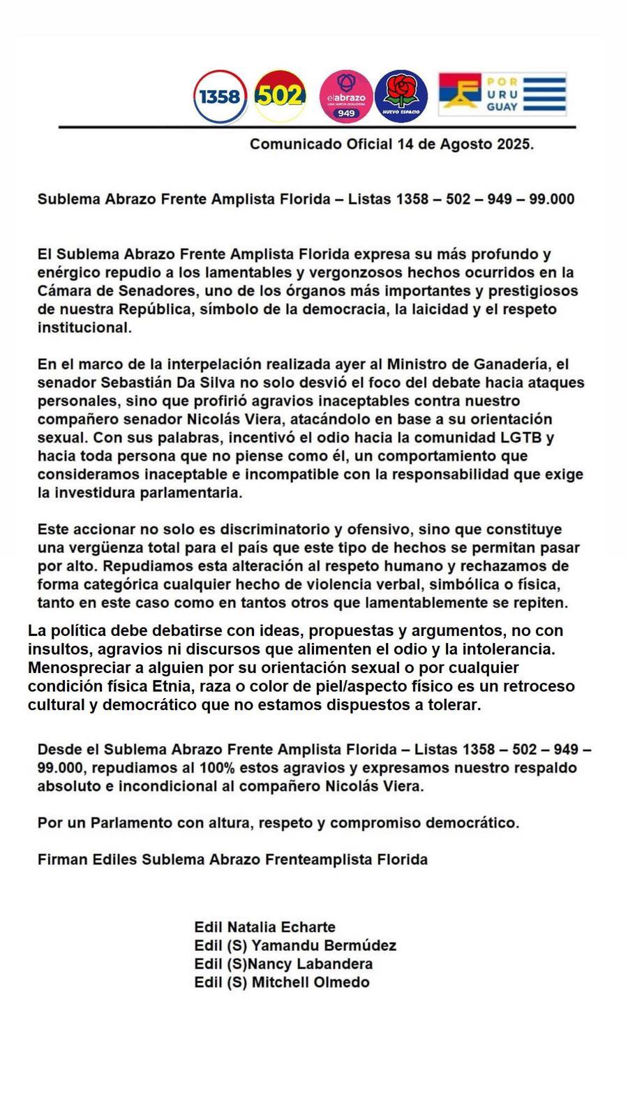 comunicado de abrazo frenteamplista