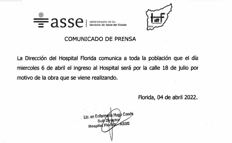 comunicado hospital