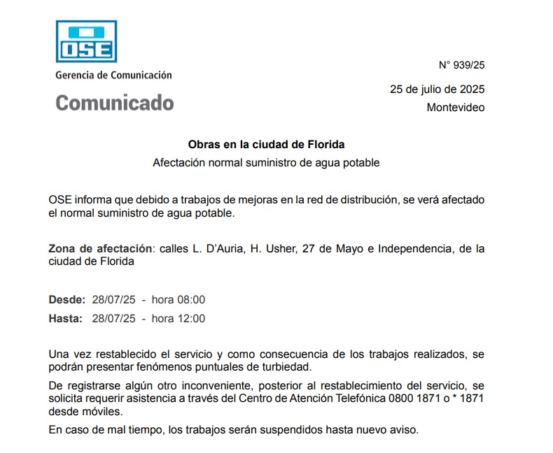 comunicado ose 26 7 25