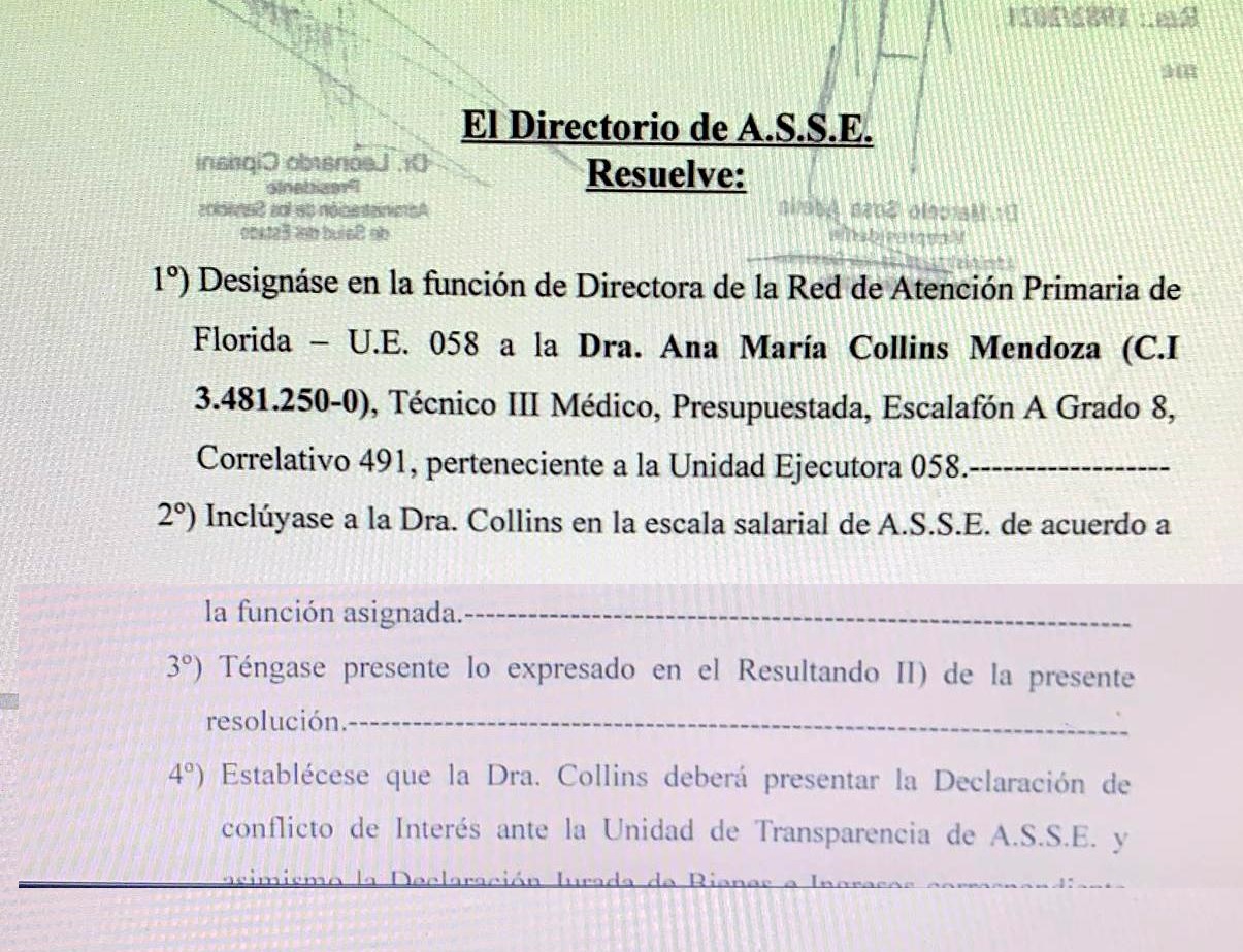 designacion Maria Collins