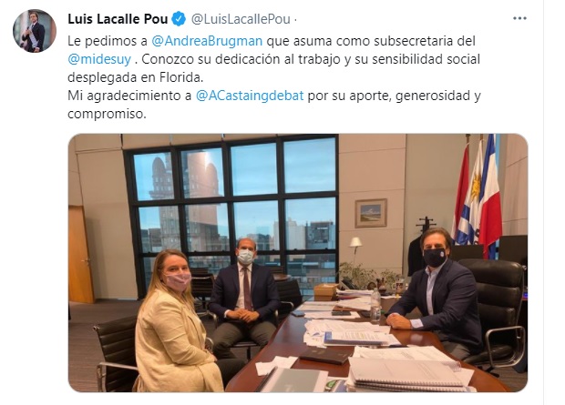 lacalle pou anuncia a Andrea Brugman