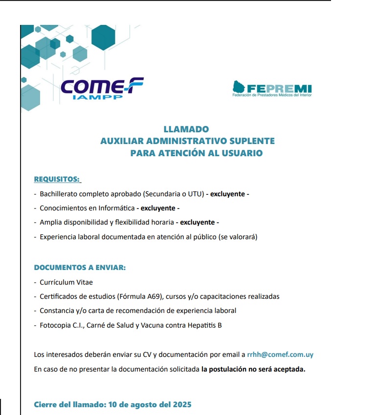 llamado comef auxiliar