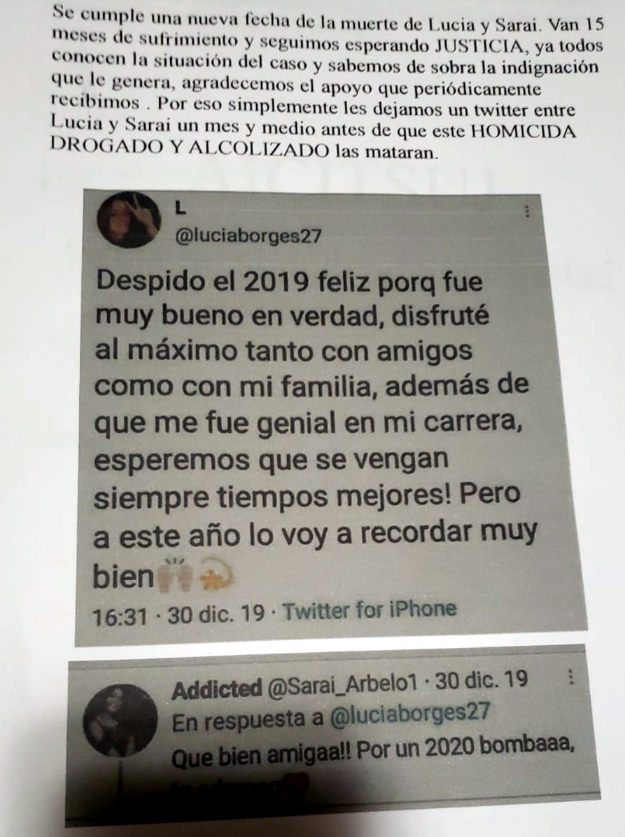 Comunicado de Amigos y familiares de Lucia y Saraí