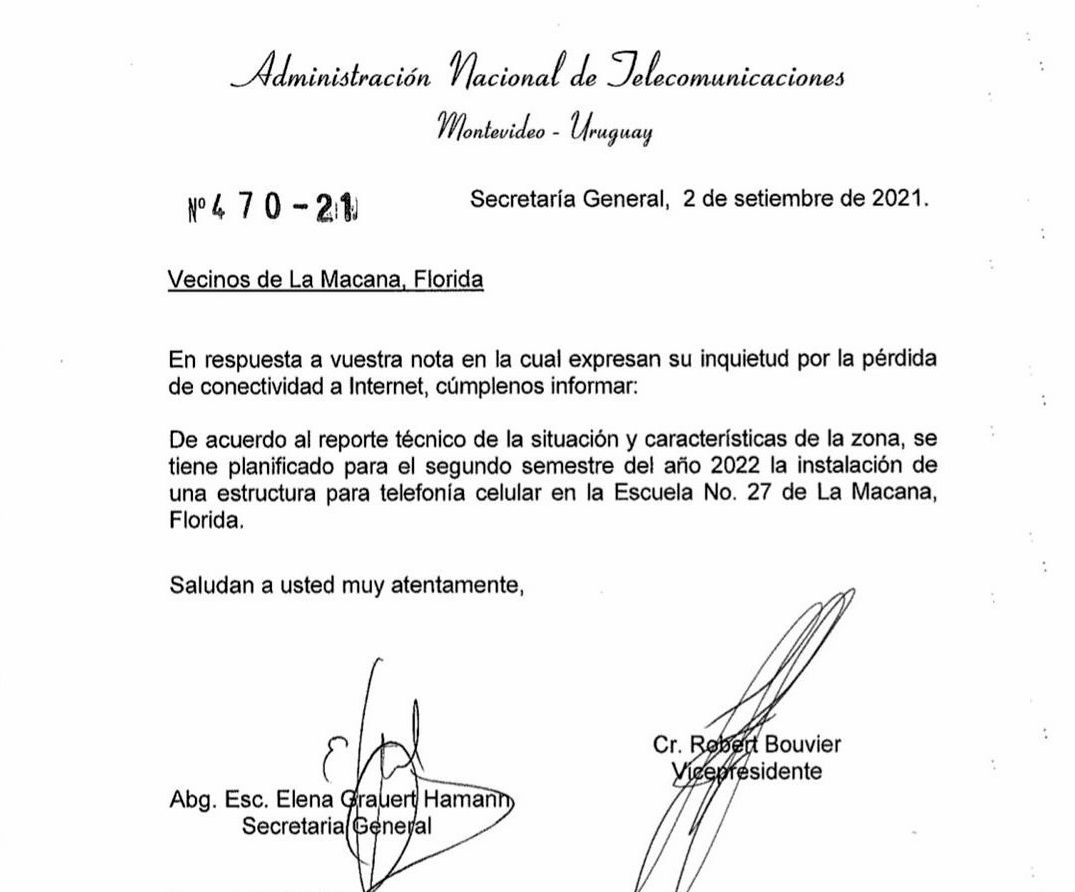 nota antel sobre conectividad La MAcana