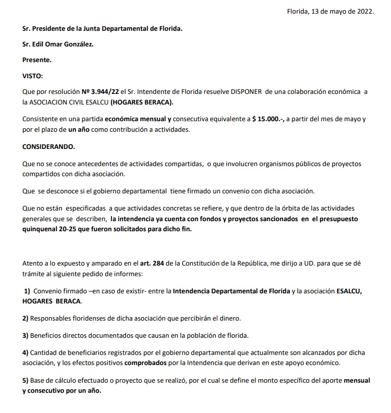pedido de informes fabiel gonzalez