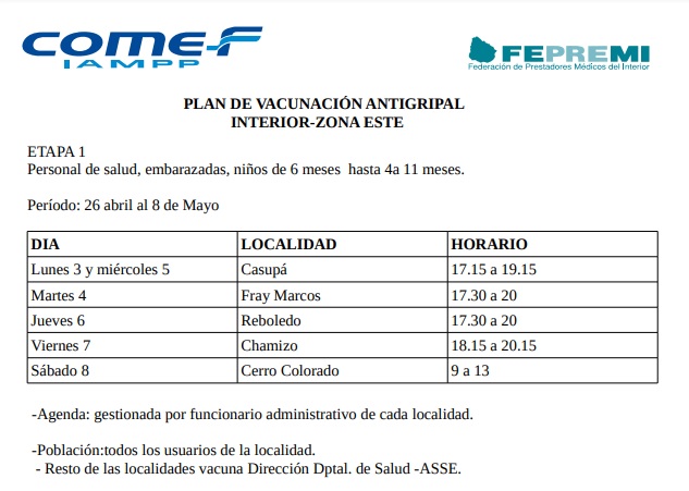 plan de vacunacion antigripa en zona este