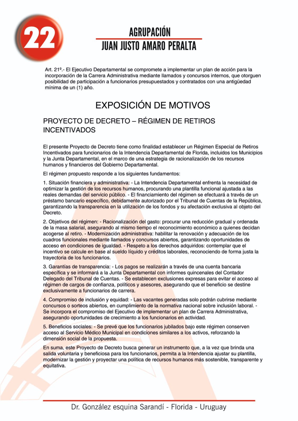 propuesta del partido colorado retiro incentivado
