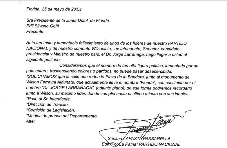 solicitud nombre de calle larrañaga