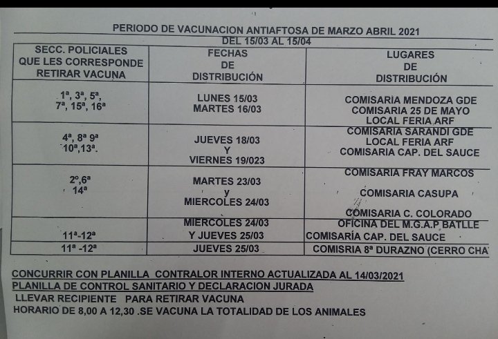 detalles vacunación antiaftosa